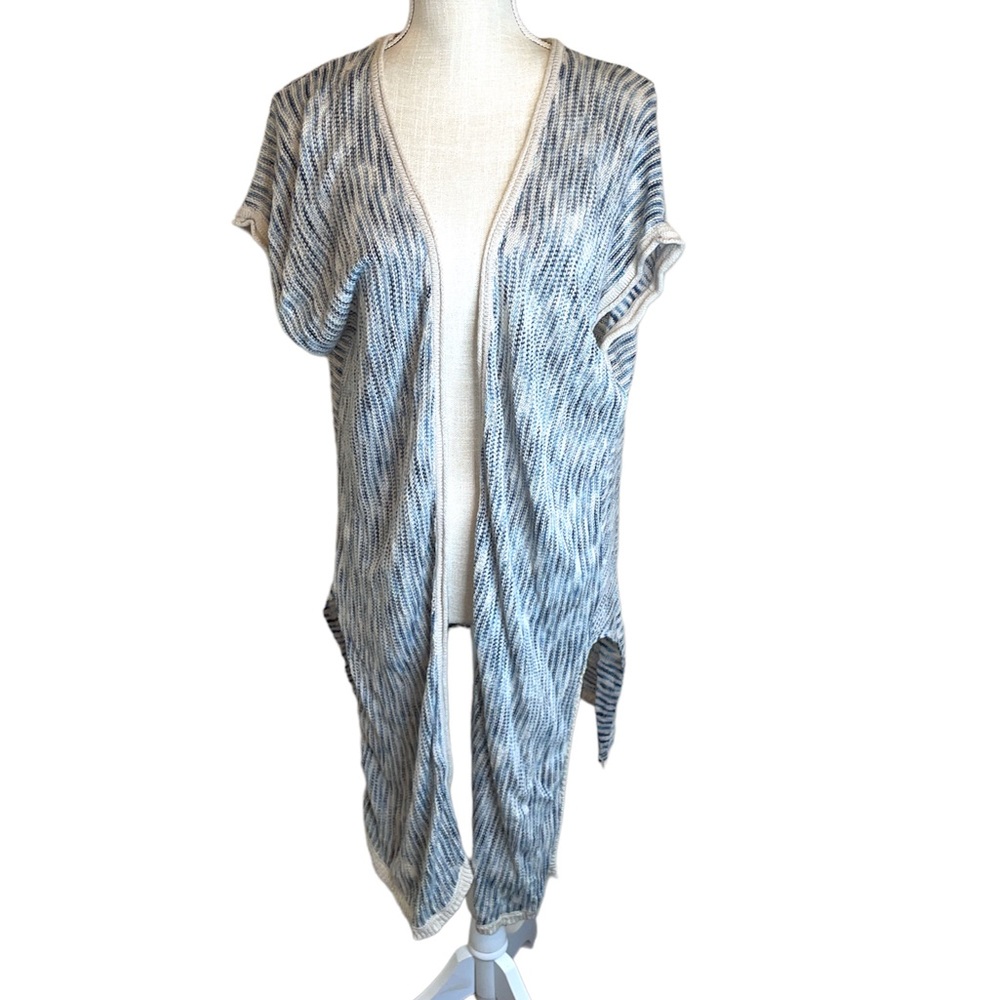 Knox Rose Striped Cardigan with Lace Back- Blue & Cream